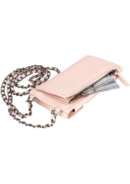 Avjin 6.9 Inch Uyumlu Deri Kılıf Cüzdan Askılı Erc5 Pembe modelleri