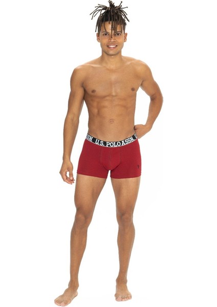 U.s Polo Assn. 80533 Erkek Pamuklu 3'lü Boxer-Bordo&siyah&antrasitmelanj indirimleri