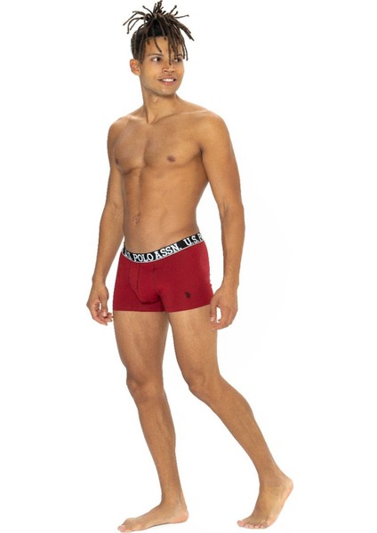 U.s Polo Assn. 80533 Erkek Pamuklu 3'lü Boxer-Bordo&siyah&antrasitmelanj