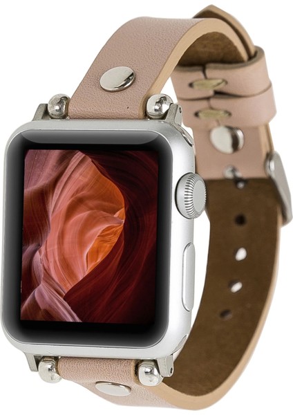 Apple Watch Uyumlu Deri Kordon 38-40-41MM St Nu1 Pembe