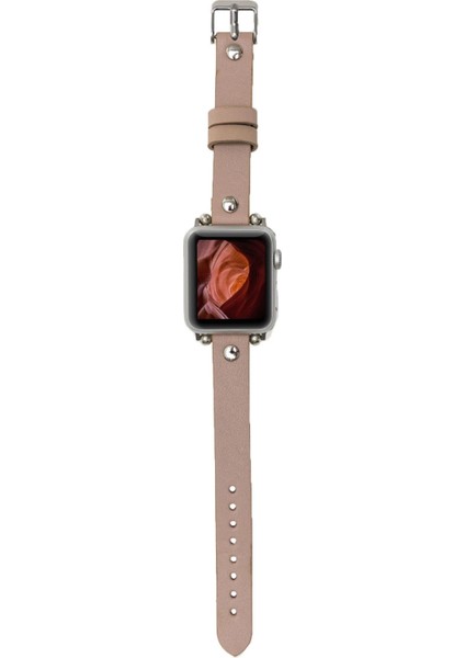 Apple Watch Uyumlu Deri Kordon 38-40-41MM St Nu1 Pembe modelleri