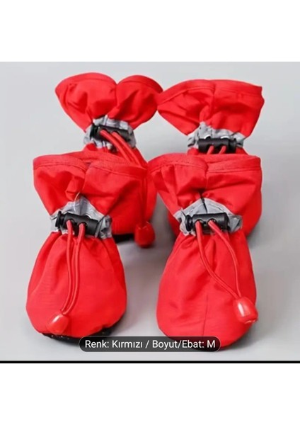 4'lü Pati Koruyuculu, Kaymaz, Ayarlanabilir Tokalı Köpek Ayakkabısı Botu- M Beden