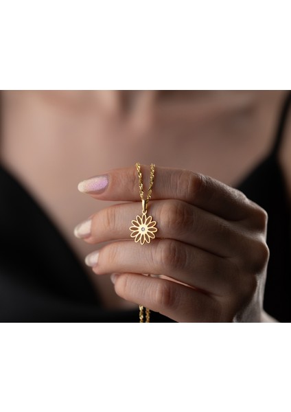 925 Ayar Papatya Silver Turuncu Papatya Pırlanta Kolye<rose,gold,rodaj> fiyatları