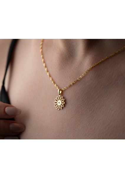 925 Ayar Papatya Silver Turuncu Papatya Pırlanta Kolye<rose,gold,rodaj> modelleri