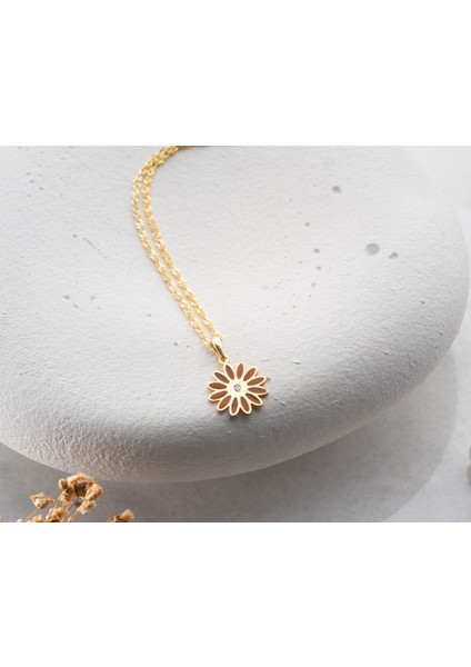 925 Ayar Papatya Silver Turuncu Papatya Pırlanta Kolye<rose,gold,rodaj> indirimleri