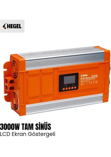 Tam Sinüs Inverter 3000W LCD Göstergeli - 12V