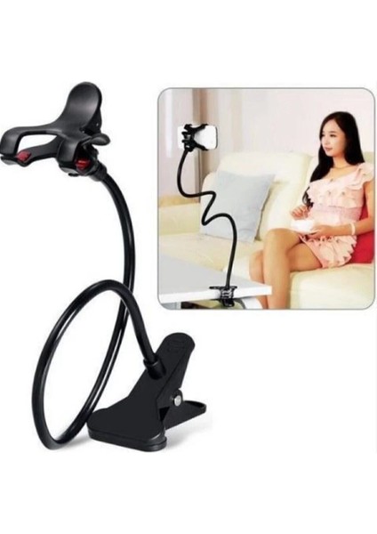 Pratik Akrobat Telefon ve Tablet Tutucu Akrobatik Gövde Siyah Deri Tr