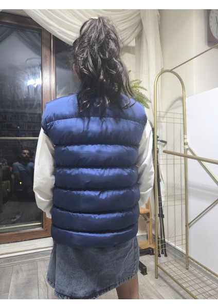 kız-Erkek Çocuk Şişme Yelek Astarlı Fermuarlı Cepli Su Tutmaz Rüzgar Kesici Isı Yalıtımlı Lacivert fırsatları