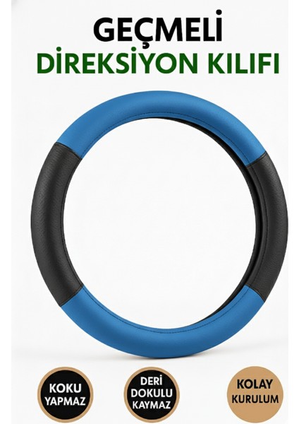 Volkswagen Amarok 2017-2023 Geçmeli Direksiyon Kılıfı Delikli Siyah Mavi Deri fırsatları