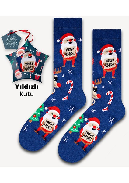 Merry K-Mas! Yıldızlı Kutu Renkli Çorap