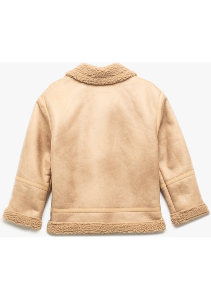 Uzun Kollu Peluş Astarlı Gömlek Yaka Ceket fiyatları