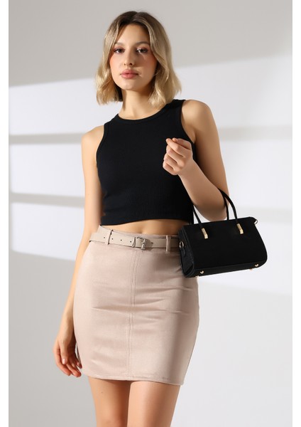 Mini Süet Etek Kemerli