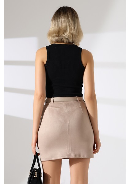 Mini Süet Etek Kemerli modelleri