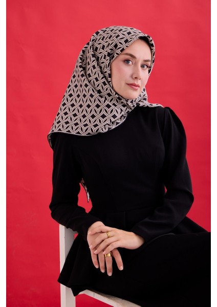 Twill Ipek Eşarp - 11479-02 Siyah Gri fiyatları