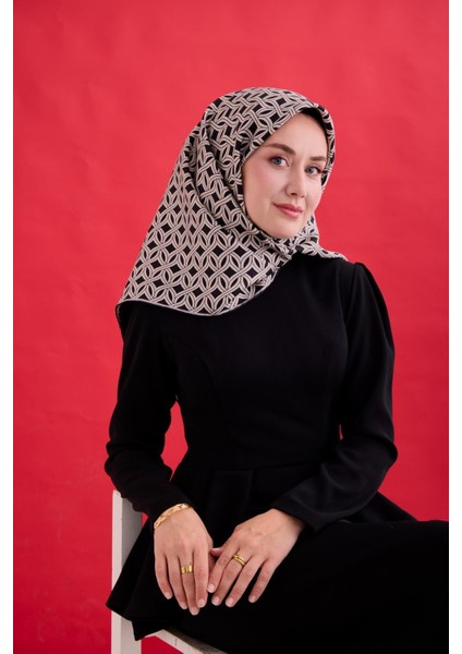 Twill Ipek Eşarp - 11479-02 Siyah Gri modelleri