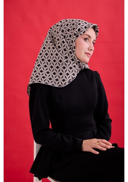 Twill Ipek Eşarp - 11479-02 Siyah Gri fırsatları