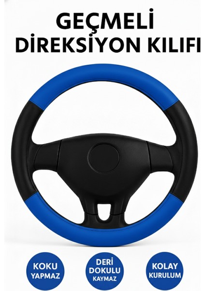 Kia Sportage 2024-2025 Geçmeli Direksiyon Kılıfı Delikli Siyah Mavi Deri modelleri