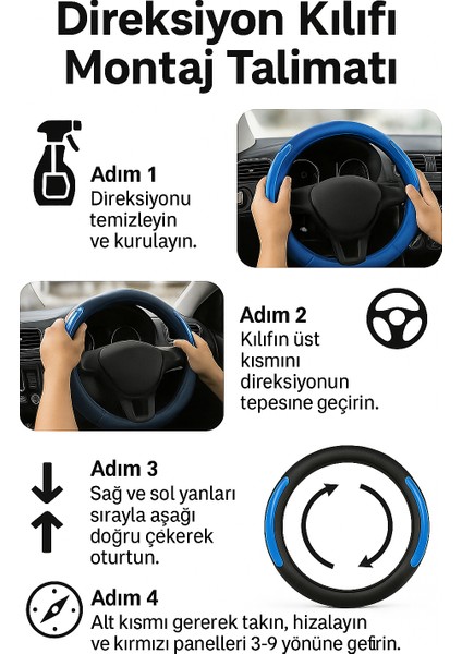 Kia Sportage 2024-2025 Geçmeli Direksiyon Kılıfı Delikli Siyah Mavi Deri indirimleri