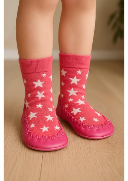 Çocuk Makosen Soket Çorap Patik Panduf – Kaydırmaz Ev & Anaokulu Ayakkabısı Pembe