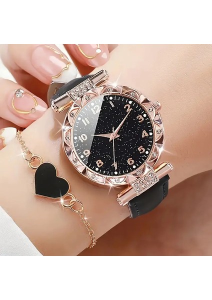 Queen Of Tears Siyah Simli Kadın Saat'i ve Hediye Bilek Süet Siyah Kordon indirimleri