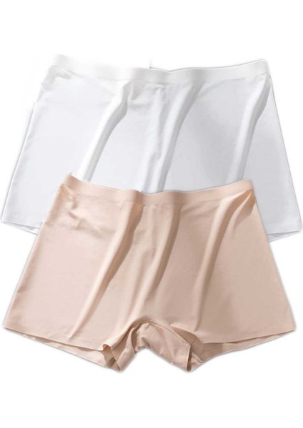 2 Adet Kadın Dikişsiz Görünmez Iz Yapmaz Mini Şort Boxer Beyaz Ten fiyatları