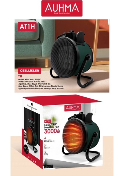 Ultra Güçlü 3000 Watt Taşınabilir Elektrikli Portatif Isıtıcı Soba Sıcak Hava Üfleyen Fan Radyatör ( Lisinya ) indirimleri