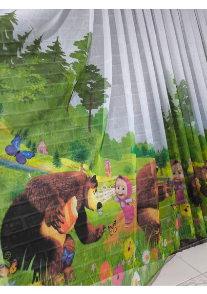 Çocuk Perdesi Tül Perde Çizigi Filim Karakterli 1/3 Sık Pilel Hafif Dokunuslu Kumaş