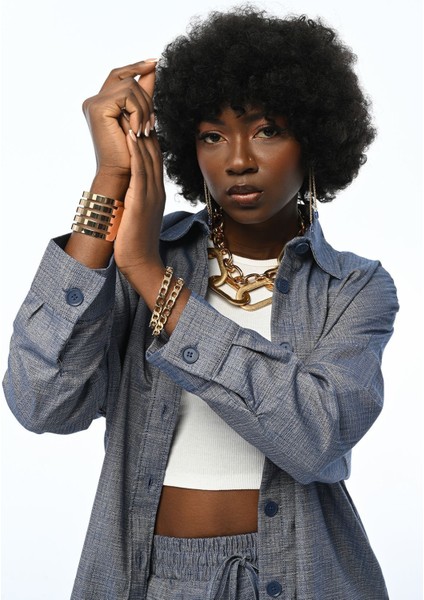 Kadın Lacivert Oversıze Kalıp Gömlek modelleri