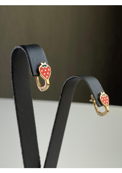 14 Ayar Altın Çilek Model J Küpe fiyatları