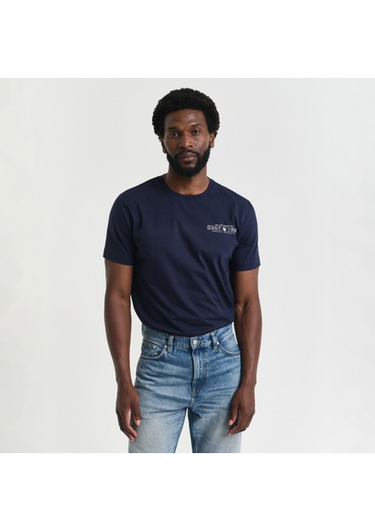 Erkek Lacivert Regular Fit Bisiklet Yaka Logolu T-Shirt