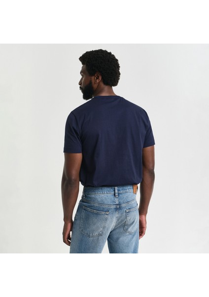 Erkek Lacivert Regular Fit Bisiklet Yaka Logolu T-Shirt fiyatları