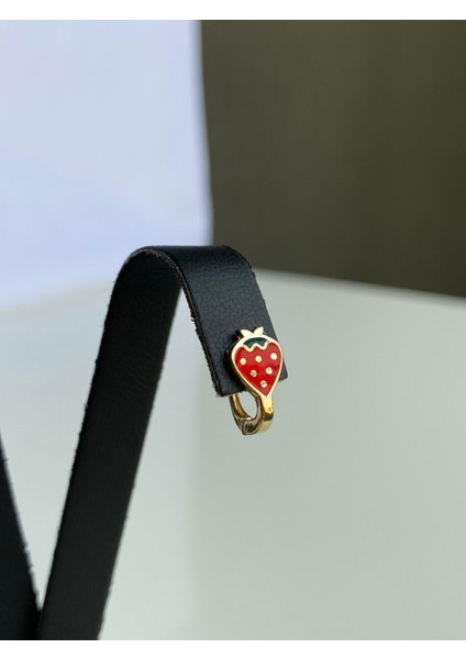 14 Ayar Altın Çilek Model J Küpe indirimleri