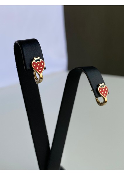 14 Ayar Altın Çilek Model J Küpe