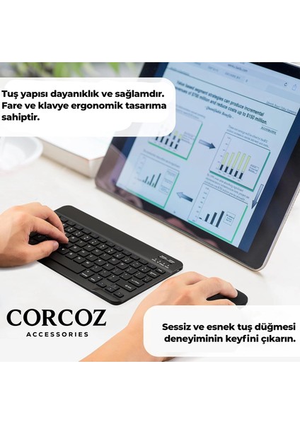 Huawei Matepad 11.5 Papermatte Edition Ile Uyumlu Türkçe Bluetooth Klavye +Bluetooth Mouse CZ47 indirimleri