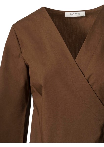 Yandan Bağlamalı Poplin Gömlek Acı Kahve modelleri