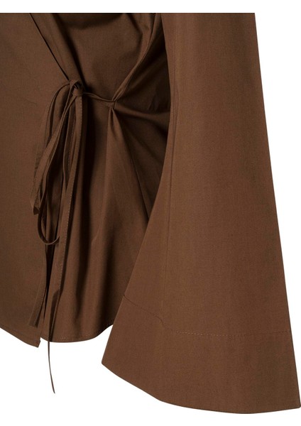 Yandan Bağlamalı Poplin Gömlek Acı Kahve fırsatları