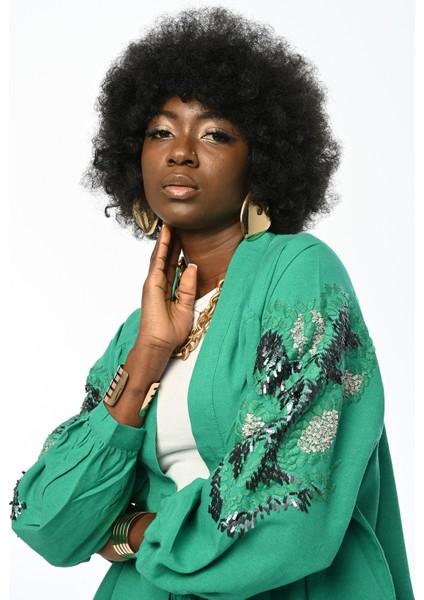 Kadın Sırtı ve Kolu Nakış Payet Işlemeli Oversıze Büyük Beden ve Tesettüre Uygun Kimono Ceket modelleri