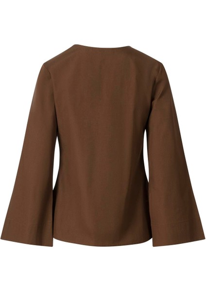 Yandan Bağlamalı Poplin Gömlek Acı Kahve indirimleri