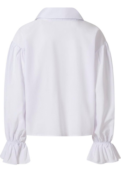 Kolu Volanlı Gömlek Beyaz indirimleri