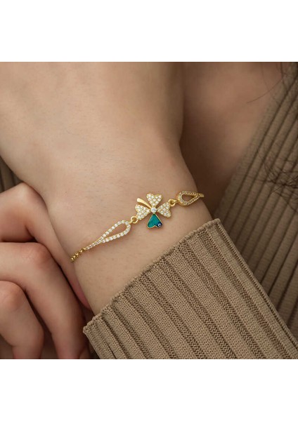 Gümüş Gold Nazarlı Yonca Bileklik fırsatları