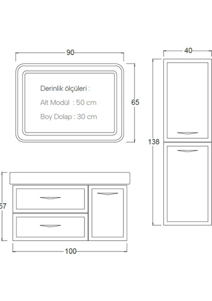 Truva Banyo Dolabı 100 cm (Boy Dolabı Dahil Değildir.) fırsatları
