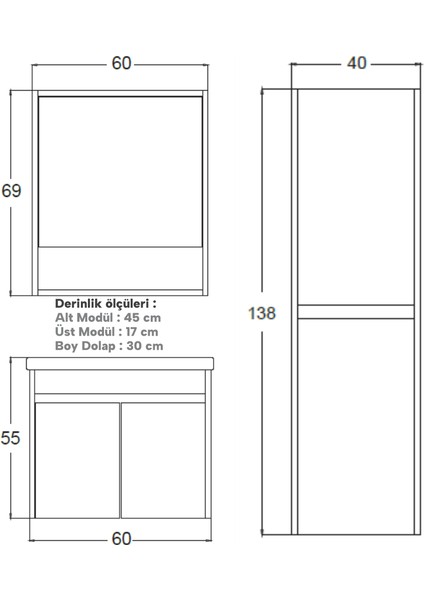Cool Banyo Dolabı 60 cm (Boy Dolabı Dahil Değildir.) fırsatları