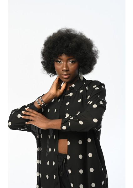 Kadın Oversıze Puantiye Desenli Ince Gömlek fiyatları