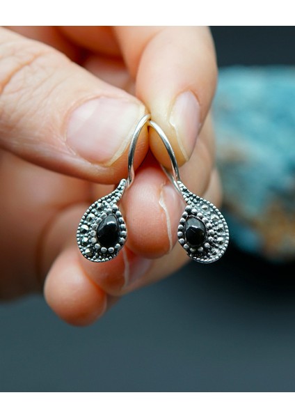 925 Ayar Gümüş Oltu Taşı Kadın Küpe SKÜ00045 fiyatları