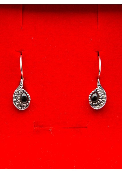 925 Ayar Gümüş Oltu Taşı Kadın Küpe SKÜ00045 modelleri