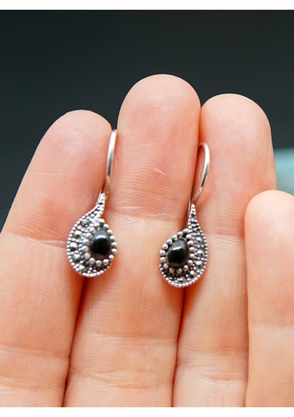 925 Ayar Gümüş Oltu Taşı Kadın Küpe SKÜ00045 indirimleri