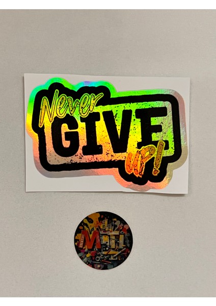 Asla Pes Etme - Araba Motosiklet Kask Laptop Cam Etiket Baskı Sticker Never Gıve Up 10X7CM modelleri