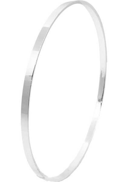 Köşeli Düz Gümüş Ajda Bilezik Içten 6.3cm