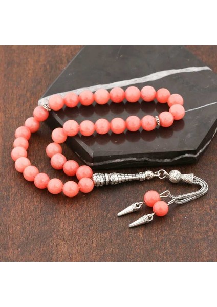 ​Doğaltaş Metal Püsküllü Pembe Yeşim Taşı Tesbih fiyatları