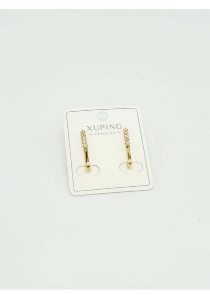 Minimal Xuping Taşlı Dikey Model Kadın Küpr